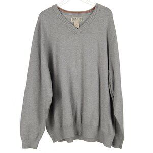 Duluth Trading Co Gray V-Neck Cotton Sweater Men's 2XL